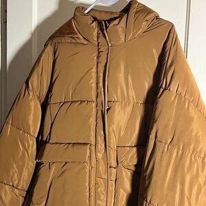 Tall Women's Brown Oversized Puffer Jacket